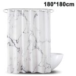 Rideau de douche �l�gant en marbre blanc avec 12 crochets ¿ imperm�able, facile d'entretien, durable, ...