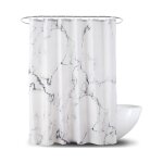 Rideau de douche �l�gant en marbre gris et blanc ¿ tissu imperm�able avec crochets, 72 x 78 pouces, ...