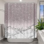 Rideau de douche �l�gant en marbre rose ¿ design brillant, hydrofuge, 178 x 175 cm, 12 crochets inclus, ...