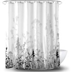 Rideau de douche lgant  motif floral noir et gris 180 x 210 cm ¿ rsistant, impermable, cologique, ...