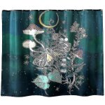 Rideau de douche �l�gant � motif floral vert fonc� ¿ polyester imperm�able et durable, d�coration de ...