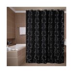 Rideau de douche lgant  motif mural noir ¿ impermable, durable, facile  installer avec des crochets ...