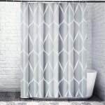 Rideau de douche �l�gant en polyester imperm�able gris � motif g�om�trique ¿ s�chage rapide et entretien ...