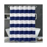 Rideau de douche �l�gant � rayures bleu marine et blanches - 180 x 180 cm, polyester hydrofuge de qualit� ...