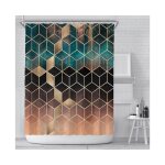 Rideau de douche g�om�trique rose haut de gamme 180 x 200 cm ¿ imperm�able, anti - moisissure, s�chage ...