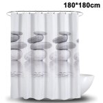 Rideau de douche gris haut de gamme motif pierre zen, anti - moisissure, hydrofuge, 12 crochets, 180 ...