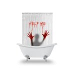 Le rideau de douche help me ensanglant� objet deco maison design insolite