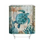Rideau de douche imperm�able motif tortue de mer 150 x 180 cm ¿ polyester r�sistant, s�chage rapide, ...