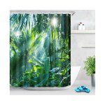 Rideau de douche jungle tropicale 180 x 200 cm ¿ motif banane verte, r�sistant � l'eau, accessoire de ...