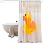 Rideau de douche motif canard en caoutchouc color� - imperm�able, lavable, en polyester, �cologique, ...