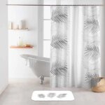 Rideau de douche - orbella - blanc argent - 200x180 cm - 100% polyester - contemporain