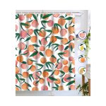 Rideau de douche p�che aux couleurs vives ¿ motif fruits sur toute la surface, imperm�able et r�sistant, ...