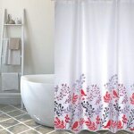 Rideau de douche polyester birds 180x200cm motifs rouge et blanc