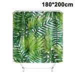 Rideau de douche en polyester imperm�able motif feuilles de bananier vert tropical, 180 x 180 / 200 cm ...