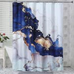 Rideau de douche en tissu abstrait bleu dor� de luxe - imperm�able, durable, facile d'entretien, d�coration ...