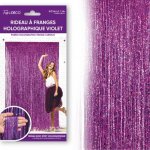 Rideau de fete franges holographiques 2x1m violet