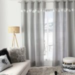 Rideau imprim? coeurs epic?a - 140 x 240 cm - gris clair