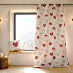 Rideau jacquard d'ameublement avec motifs chalets et c?urs