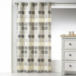 Rideau en jacquard a rayures horizontales a pois