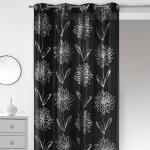 Rideau noir fleurs argent�es