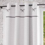 Rideau a oeillets brod� en coton 135x250 cm emilie blanc, par soleil d'ocre