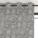 Rideau a oeillets imprim� en polycoton 135x250 cm dahlia, par soleil d'ocre