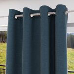 Rideau a oeillets isolant et 100% occultant 135x300 cm eclipse bleu canard, par soleil d'ocre