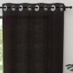 Rideau a oeillets pur coton 135x250 cm panama noir, par soleil d'ocre