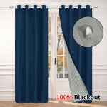 Rideau opaque thermique isolant coupe - vent d'hiver a ?illets pour salon (panneau unique) bleu marine ...