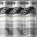 Rideau en organza a rayures et motifs feuilles