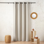 Rideau a rayures verticales en armure satin avec ?illets