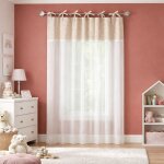 Rideau en voile de coton avec parement imprim�