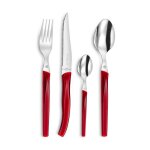 Rising sun - coffret 24 pi�ces rouge couverts laguiole