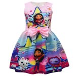 Robe de princesse sans manches pour enfants, motif dessin anime de chats gabby, avec bretelles et noud, ...
