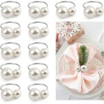 Rond de serviette de table avec perles 12 pcs rond serviette argenté en métal pour hôtel restaurant mariage ... Rond de serviette de table avec perles 12 pcs rond serviette argenté en métal pour hôtel restaurant mariage ...