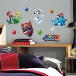 Roommates lot de 32 stickers nintendo super mario galaxy 2 repositionnables 4 feuilles de 10, 1 cm x ...