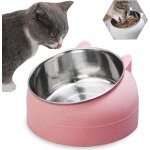 (rose)bol nourriture chat, bol nourriture pour animaux, inclin�e bol pour chat en acier inoxydable, gamelle ...