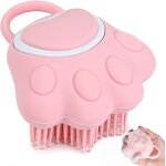 (rose) brosse de bain pour chiens et chats, brosse de bain en silicone souple avec distributeur de gel ...