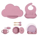 Rose fonc - bavoir impermable en silicone souple pour bb, forme de dessin anim, alimentation pour ...