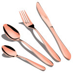 Rose gold mirror m�nag�re dor� 24 - piece acier inox. finition polie, set de couverts 6 personnes or ...
