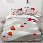 Rose rouge housse de couette x imprim�� d style moderne parure de lit personnes ado fille enfants microfibre ...
