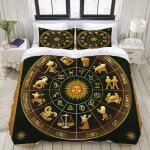 Roue d'astrologie zodiac signes d'astrologie en cercle avec cercle d'image sun moonparure de lit pou ...