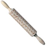 Rouleau a ptisserie en bois avec symboles de nol, ustensile de cuisine pour graver des chats