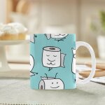 Rouleaux de papier toilette de dessin anime, tasse en ceramique de 11 oz, tasses a cafe classiques, pour ...