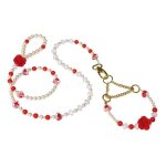 Ruby parure - ensemble de laisse et de collier pour chien rouge et blanc - tour de cou : 24 a 30cm - ...