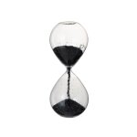 Sablier de d�coration en verre et sable paillettes noires