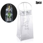 Sac a glace etanche en pvc transparent, ecologique, seau a glace portable, bouteille de vin champagne, ...
