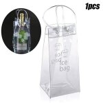 Sac a glace transparent ecologique en pvc, sac a glace etanche, seau a glace portable, refroidisseur ...