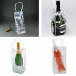 Sac a glace transparent en pvc, seau pour bouteille de vin, champagne, refroidisseur, sac pliable portable ...