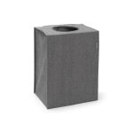 Sac � linge rectangulaire brabantia 120381 - 55 l - noir - ouverture quick drop et poign�es rabattables ...